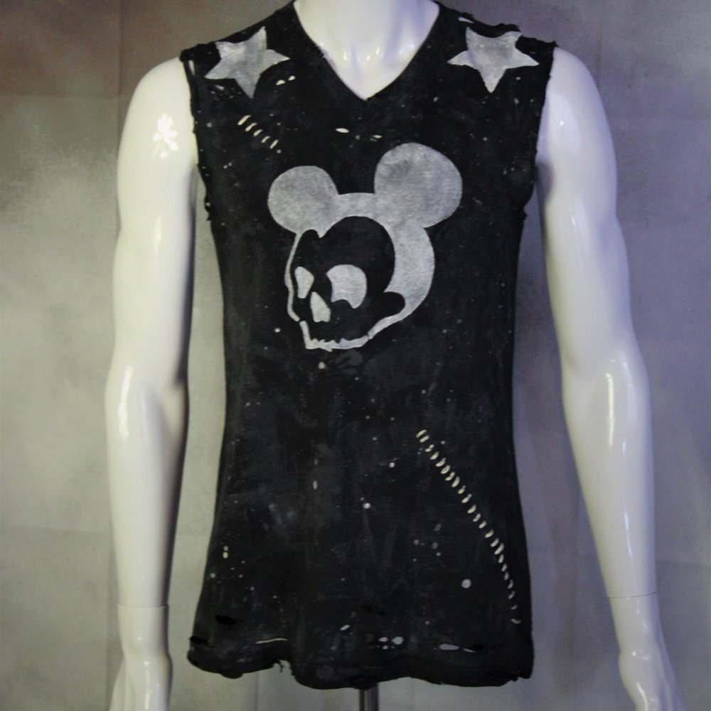 Mickey Mouse Skull Handmade Distressed Destroyed